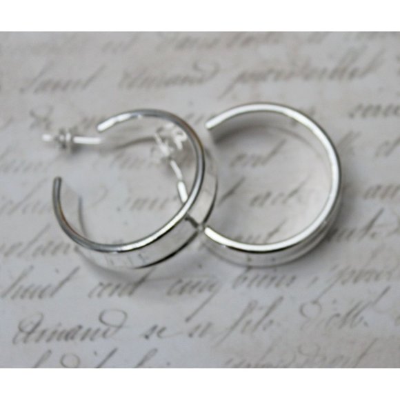 New Hoop with Posts Sterling Silver 925 Earrings E74 - Picture 4 of 5